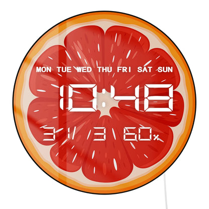 Fresh Juicy Citrus Slice LED Numeric Clock Wall Desk Use For Kitchen Dinning Room Lemon Orange Grape Lime LED Digital Wall Clock
