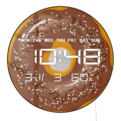 Sweet Donuts LED Digital Wall Clock for Sweet Dorm Dessert Food Art Electronic Kitchen Home Wall Clock Large Numeric Display