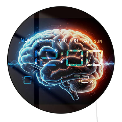 Brain Anatomy Art Modern Design Digital Wall Clock for Medical Office Room Electronic Wall Clock Large Display Neurologist Gift