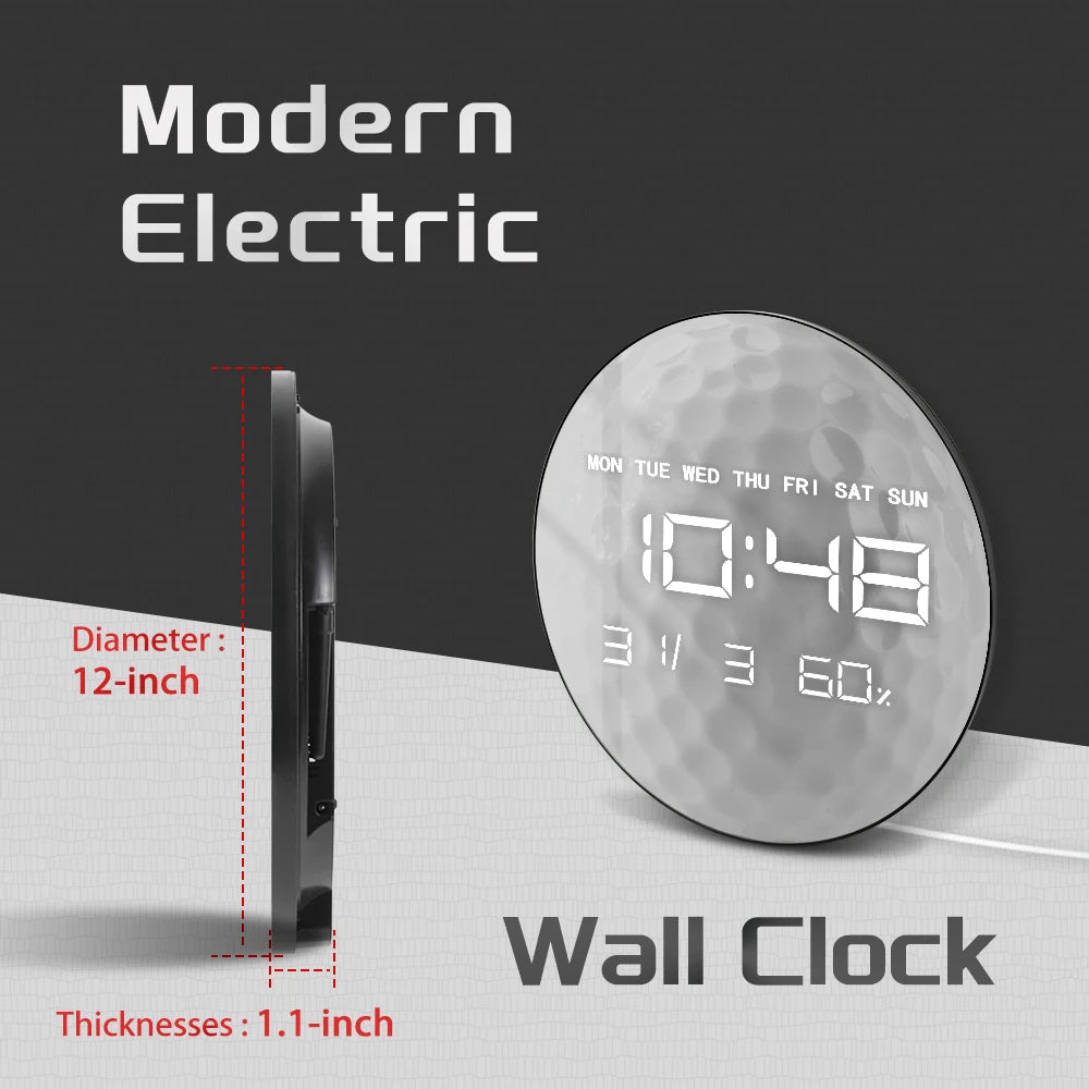 Golf Ball Electronic Wall Clock Large Numeric Display for Golf Club Golf Course Decor LED Large Digital Wall Clock Golfers Gift