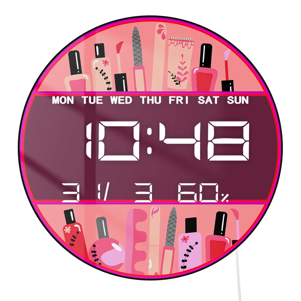 Nail Tools LED Digital Wall Clock for Beauty Salon Room Nail Technician Large Display Sign Nail Artist Electronic Wall Clock