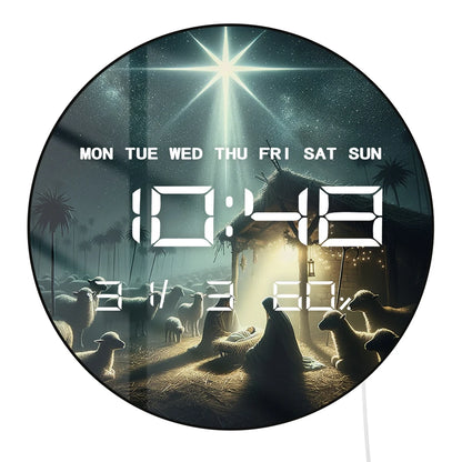 Bethlehem Holy Night Modern Digital Wall Clock Nativity Scene Electronic Wall Clock Large Numeric Display Christian Home Decor
