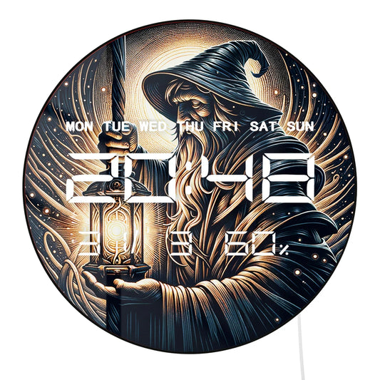 The Hermit Tarot Card LED Digital Wall Clock with Calendar Date Temperature Vintage Mystic Home Decor Timer Electric Wall Clock