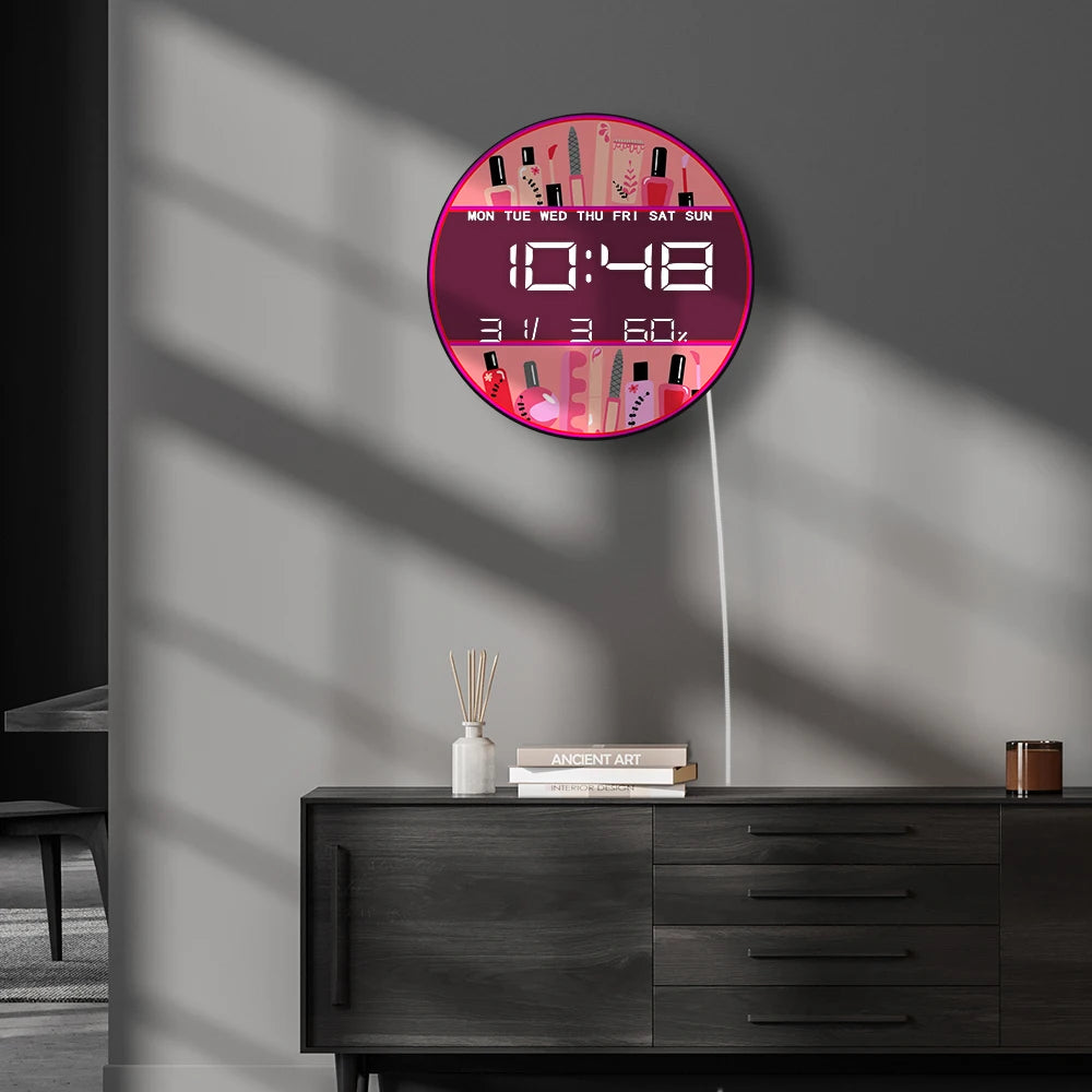 Nail Tools LED Digital Wall Clock for Beauty Salon Room Nail Technician Large Display Sign Nail Artist Electronic Wall Clock