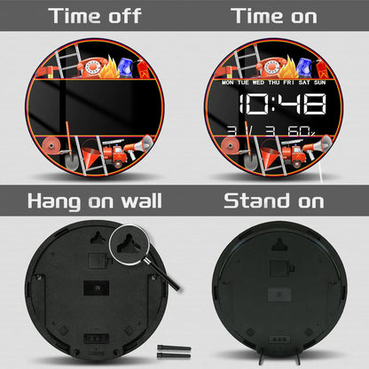 Firefighting Equipment  Digital Wall Clock with LED Display Fire Prevention Tools Electronic Wall Clock Large Numeric Display