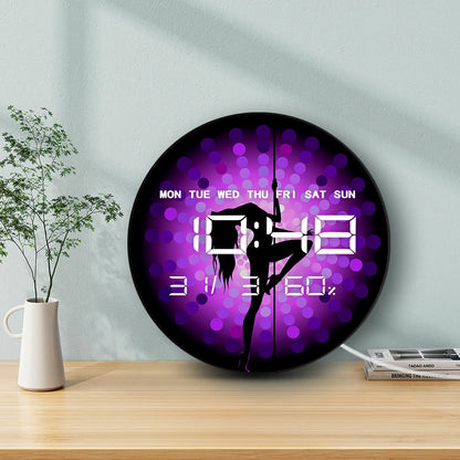 Pole Dancing Girl LED Digital Wall Clock For Dancing Studio Steal Tube Dancer Silhouette Electric Numeric Clock Wall & Desk Use