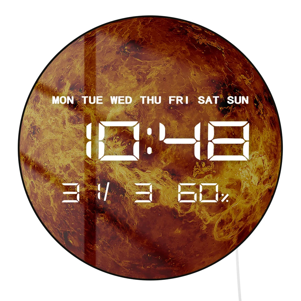 Planet Venus Digital Wall Clock Large Display Space Art Solar System Home Decor Timepieces LED Numeric Clock Wall & Desk Use