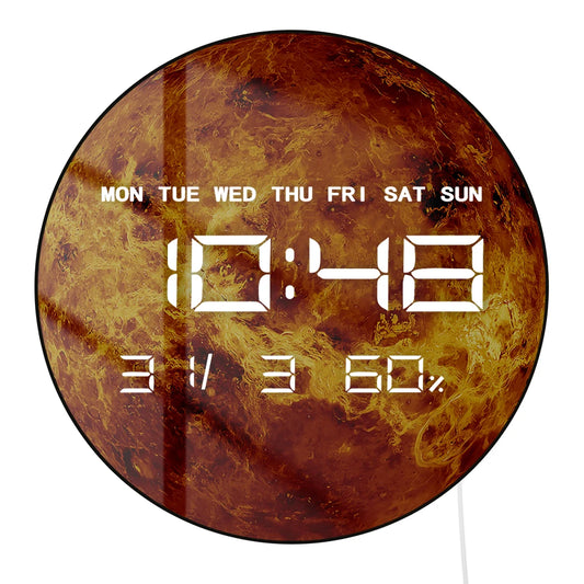 Planet Venus Digital Wall Clock Large Display Space Art Solar System Home Decor Timepieces LED Numeric Clock Wall & Desk Use