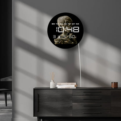 Vincent van Gogh Drawing Skull with Burning Cigarette Digital Wall Clock Smoking Skeleton Electronic Wall Clock Large Display