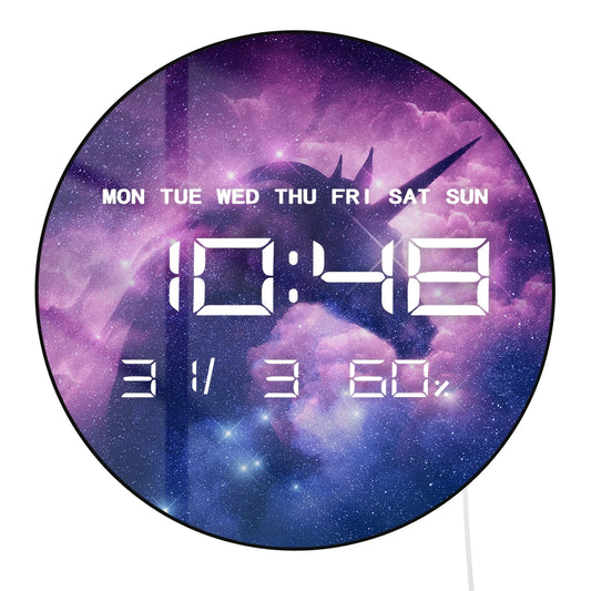 Unicorn with Galaxy Nebula Cloud LED Digital Wall Clock For Girls Bedroom Magical Horse Electronic Wall Clock Fantasy Home Decor