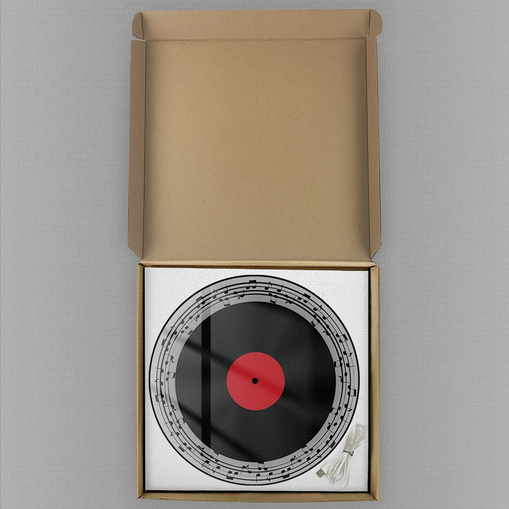 Retro Viny Record With Music Notes Electric Wall Clock Large Numeric Display Musical Home Decor LED Digital Clock Wall Desk Use