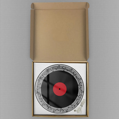 Retro Viny Record With Music Notes Electric Wall Clock Large Numeric Display Musical Home Decor LED Digital Clock Wall Desk Use