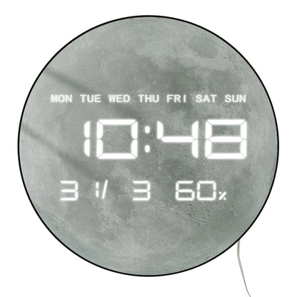 Planet Moon Digital Wall Clock Home Decor Large Display LED Lunar Wall Clock For Living Room with Temperature Date Day Display
