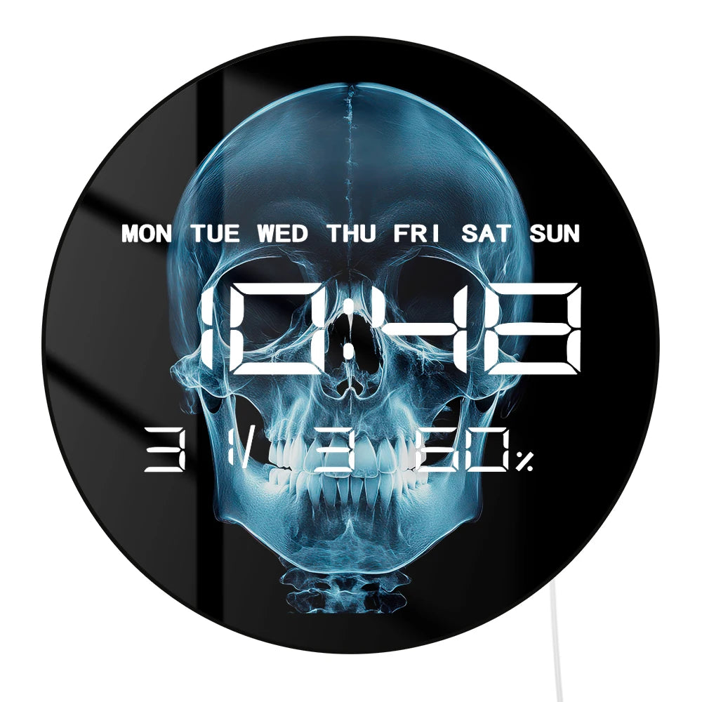 Human X-ray Skull Electronic Wall Clock Large Numeric Display for Medical Office Modern Design Digital Wall Clock Doctors Gift