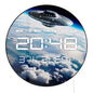 UFO Flying Earth Atmosphere LED Digital Wall Clock with Calendar Date Temperature Sci Fi Home Decor 12/24hr Electric Wall Clock