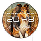 Leaping Sable Sheltie Dog LED Digital Wall Clock with Temperature Humidity Calendar Date Shetland Sheepdog Electronic Wall Clock