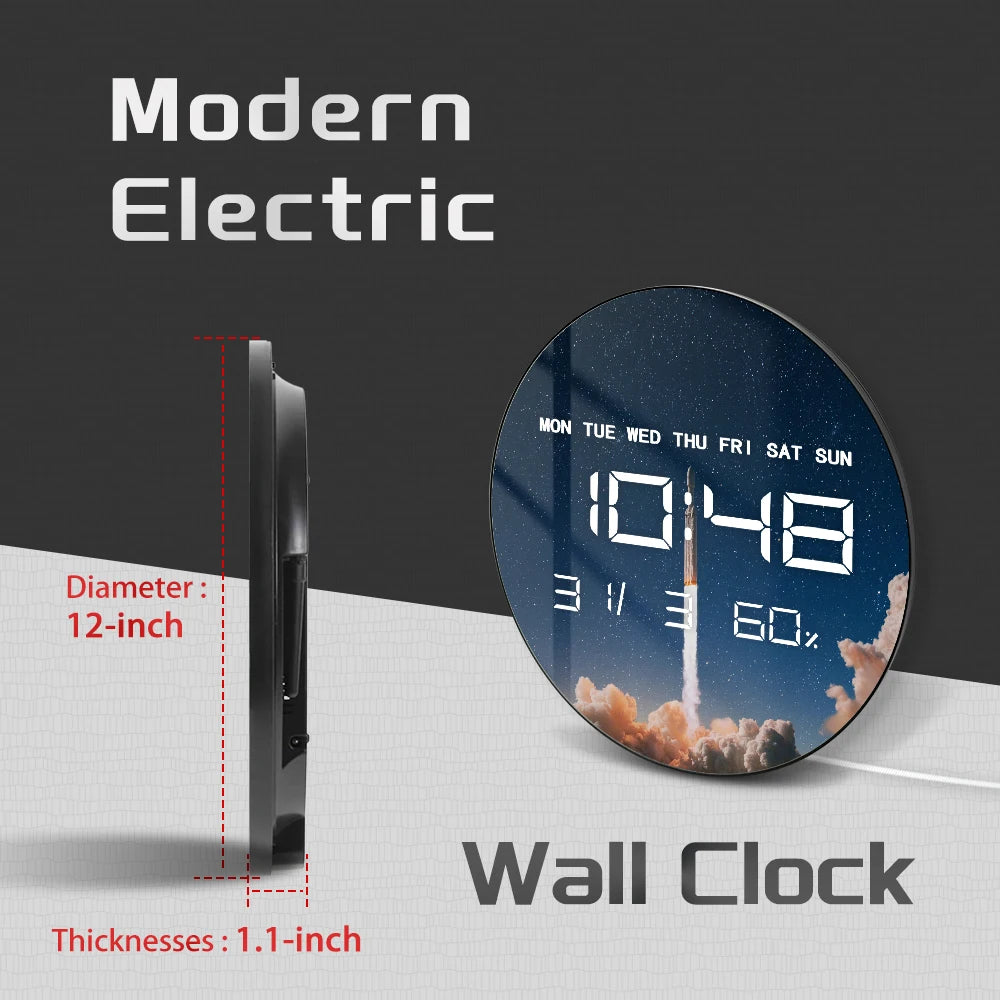 Launching Rocket LED Digital Wall Clock For Kids Room Shuttle Dreamy Space Home Decor Electronic Wall Clock Large Number Display