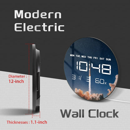 Launching Rocket LED Digital Wall Clock For Kids Room Shuttle Dreamy Space Home Decor Electronic Wall Clock Large Number Display