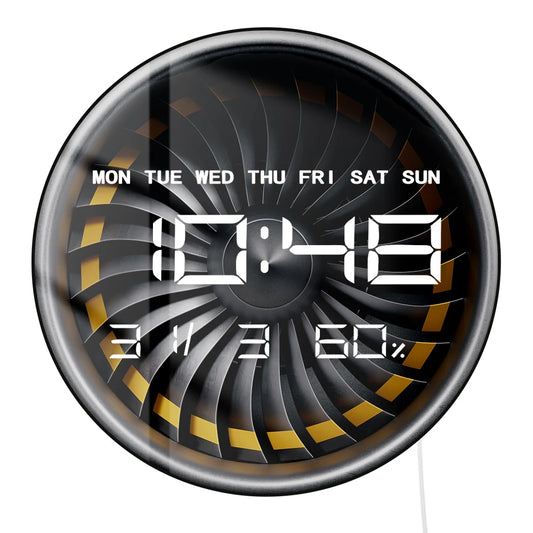 Turbine Wheel Jet Engine Blades LED Digital Wall Clock Aviator Home Decor Airplane Turbojet Modern Pilots Electric Wall Clock