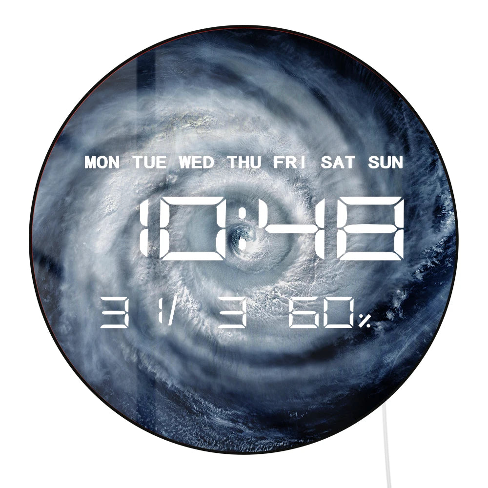 Super Typhoon Tropical Storm Cylone Hurricane Multifunctional LED Digital Wall Clock Dual Purpose Digital Clock Wall Desk Use