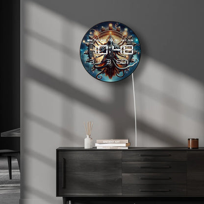 Hindu Deity Shiva Digital Wall Clock with LED Display Calendar Temperature Auto  Dimming 12/24hr Format Electronic Wall Clock