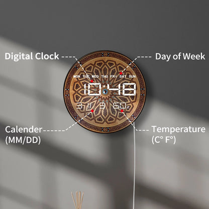 Saudi Arabia Prophet  Mosque LED Digital Wall Clock Large Display Islamic Home Decor Electronic Wall Desk Clock Eid al-Fitr Gift