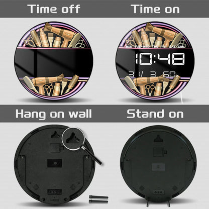 Hair Salon LED Digital Wall Clock Equipment Beauty Tool Decor Electronic Wall Clock Hair Stylist Professional Beauty Salon Clock