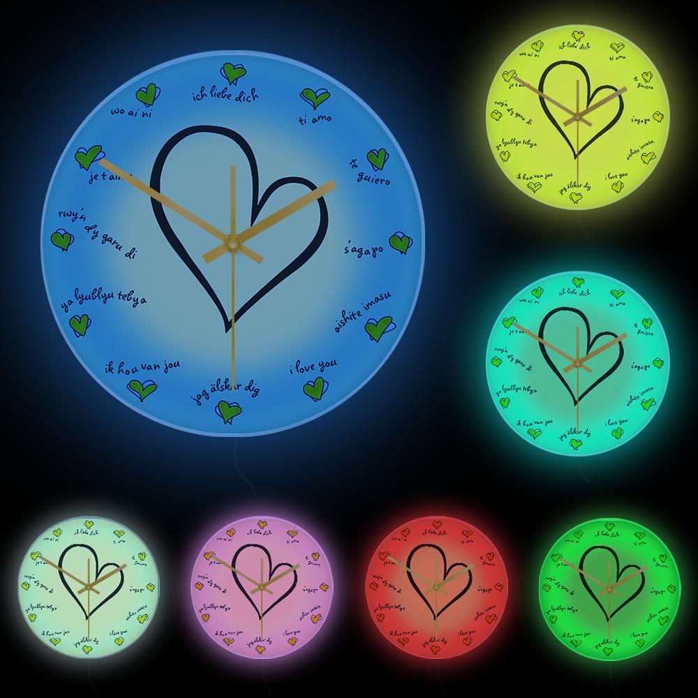 I Love You in 12 Different Languages Wall Clock