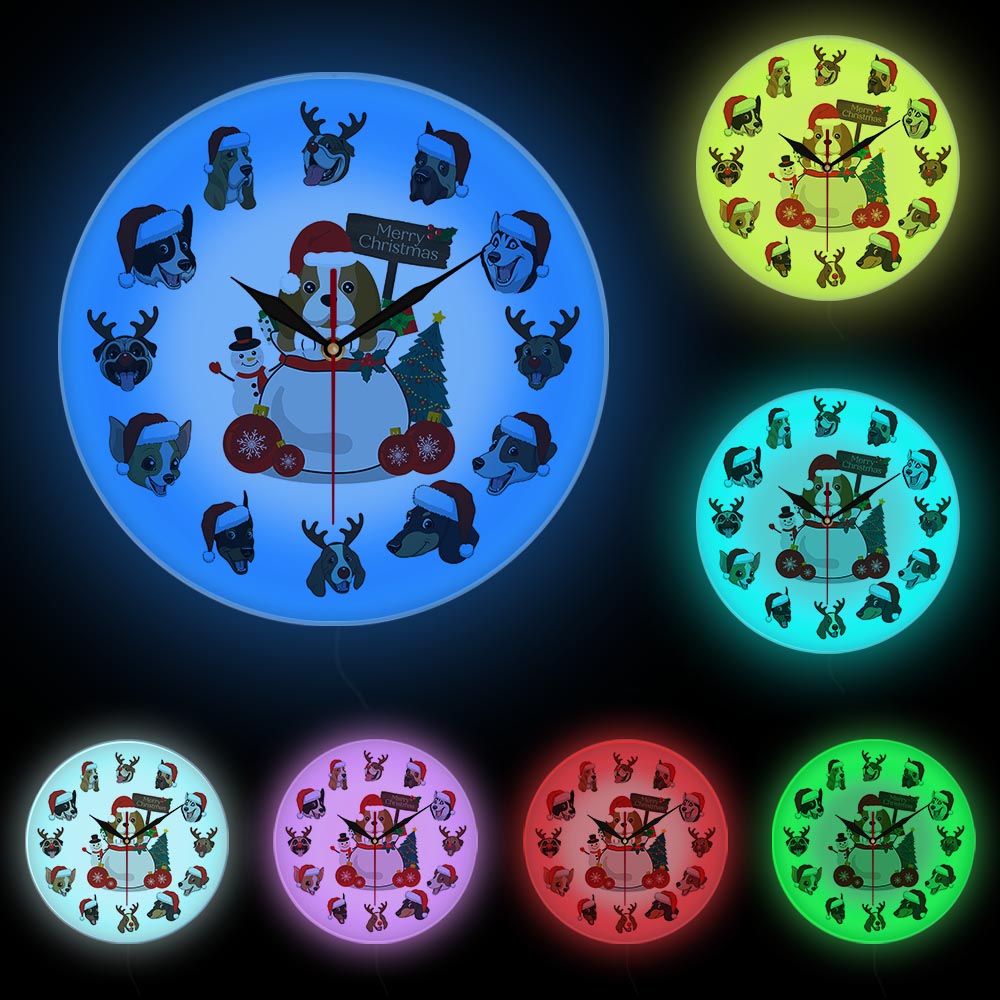 Christmas Puppy Dogs Wall Clock
