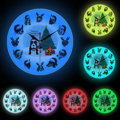 Christmas Puppy Dogs Wall Clock