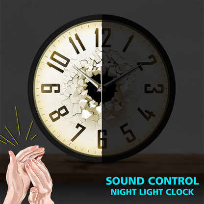3D Cracked Wall Sound Activated Wall Clock