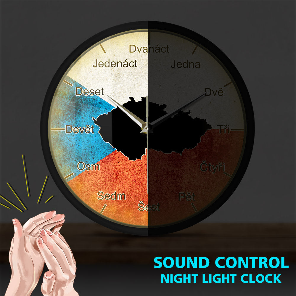 Czech Republic Map Sound Activated Wall Clock