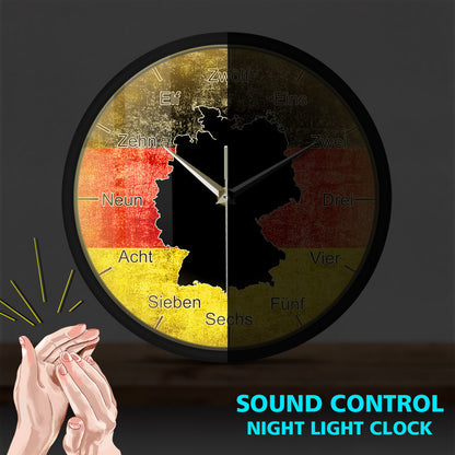 Germany Flag Map Sound Activated Wall Clock