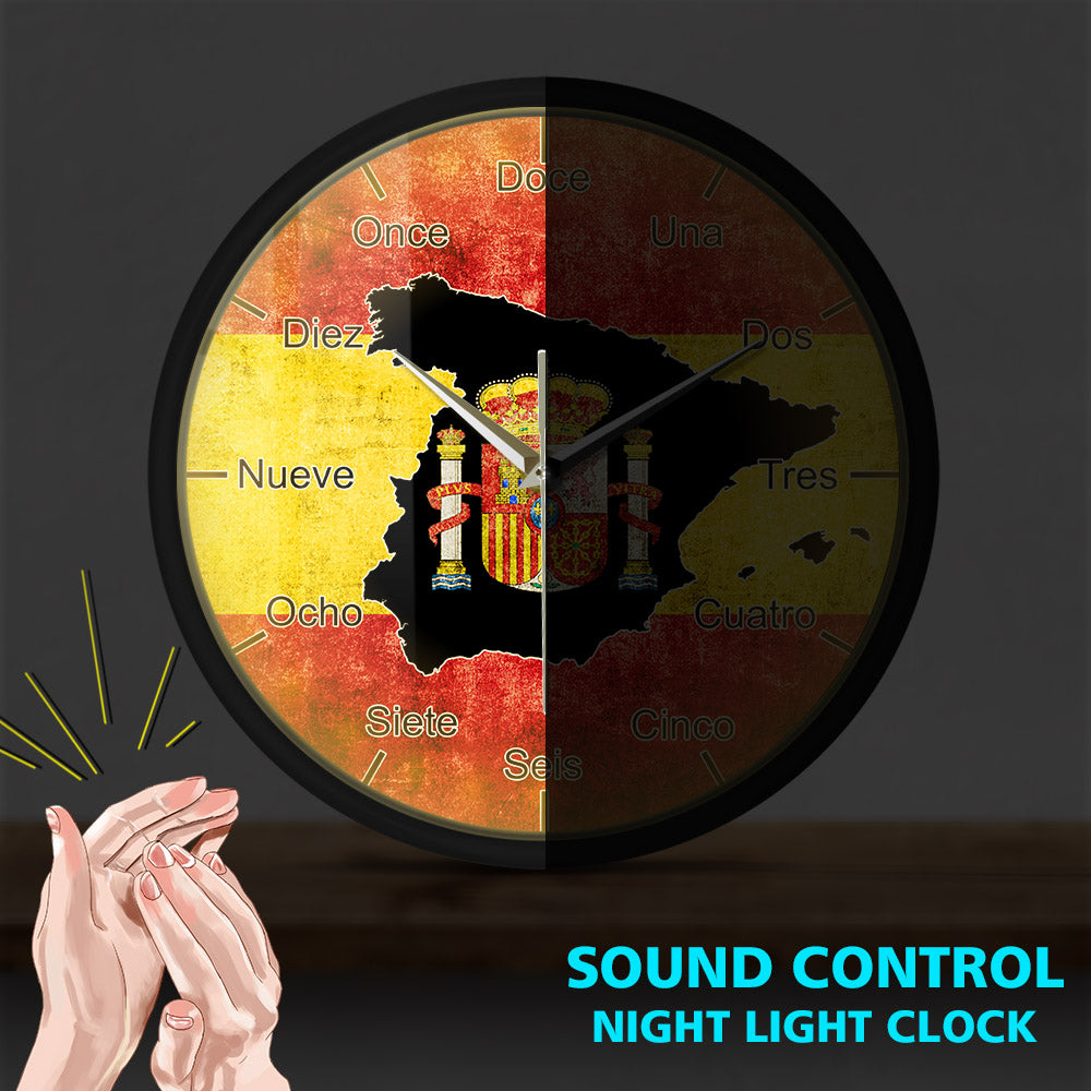 Flag Of Spain Sound Activated Wall Clock