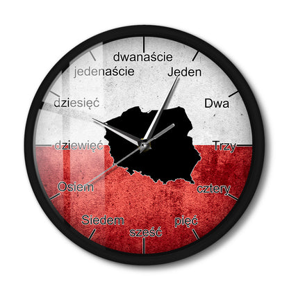 Poland Flag Map Sound Activated Wall Clock