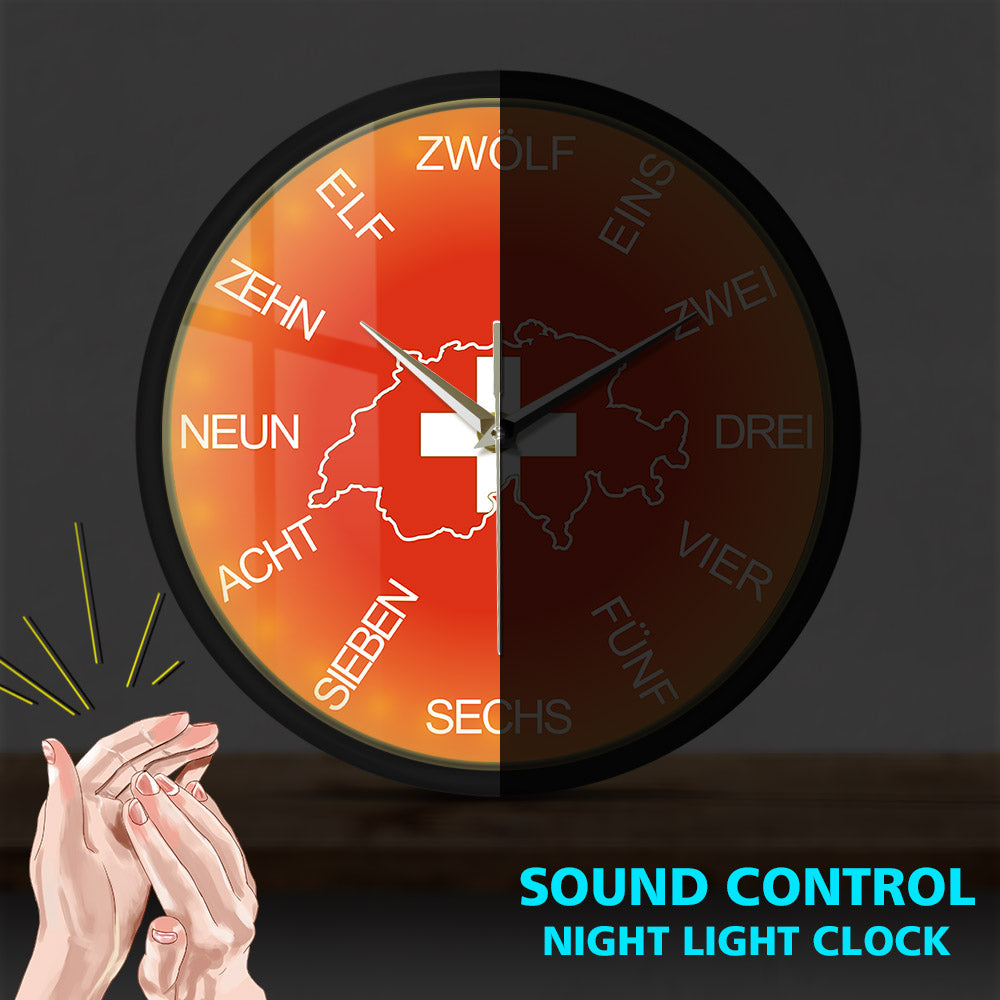 Switzerland Map Sound Activated Wall Clock