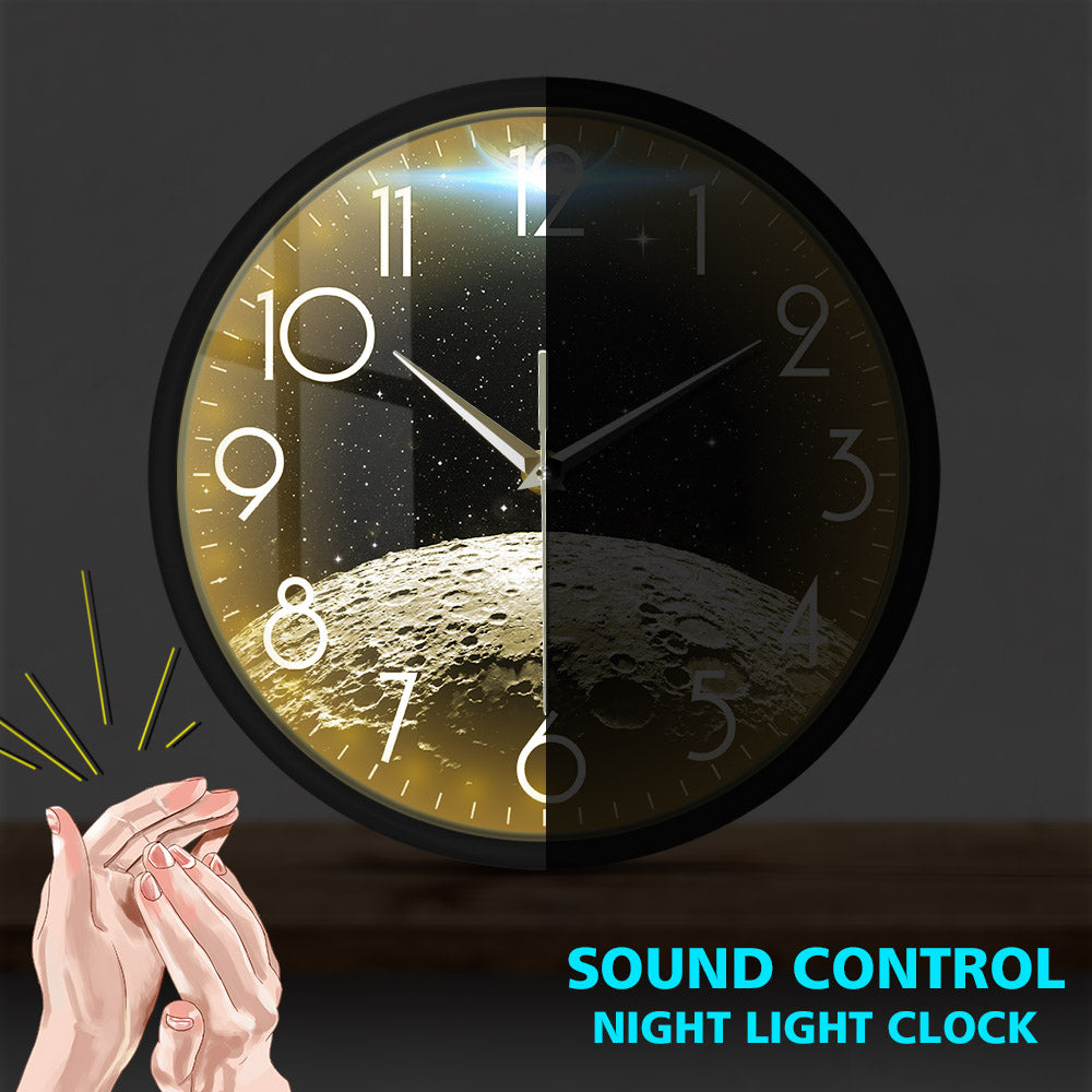 Planet Earth And Moon Sound Activated Wall Clock