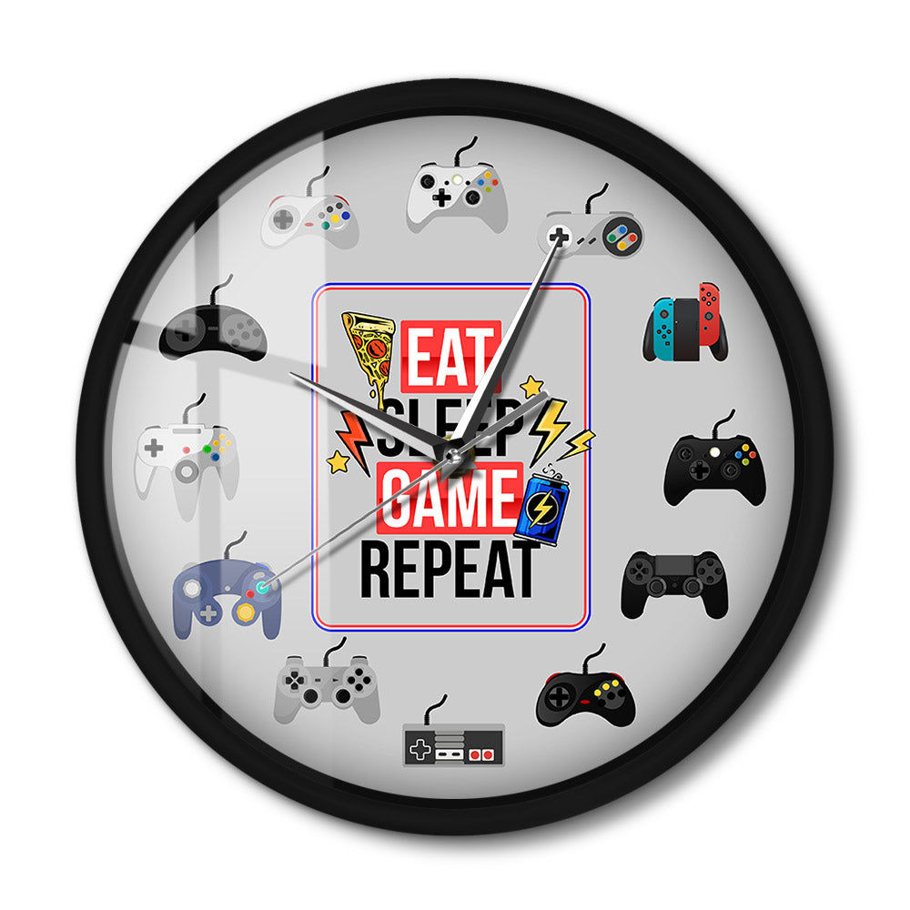 Eat Sleep Game Repeat Sound Activated Wall Clock