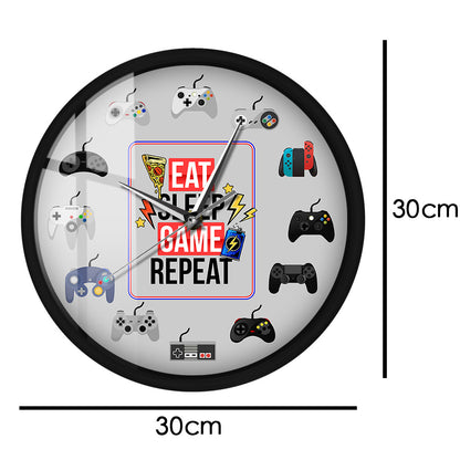 Eat Sleep Game Repeat Sound Activated Wall Clock