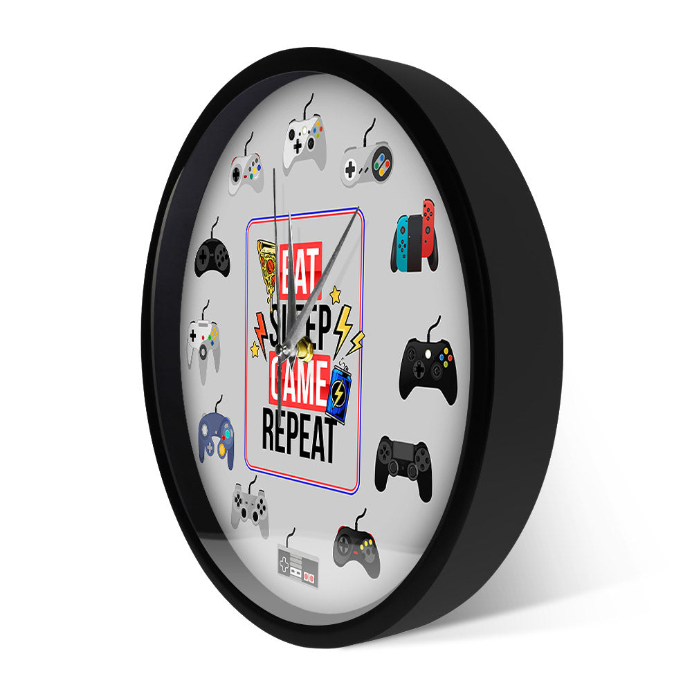 Eat Sleep Game Repeat Sound Activated Wall Clock