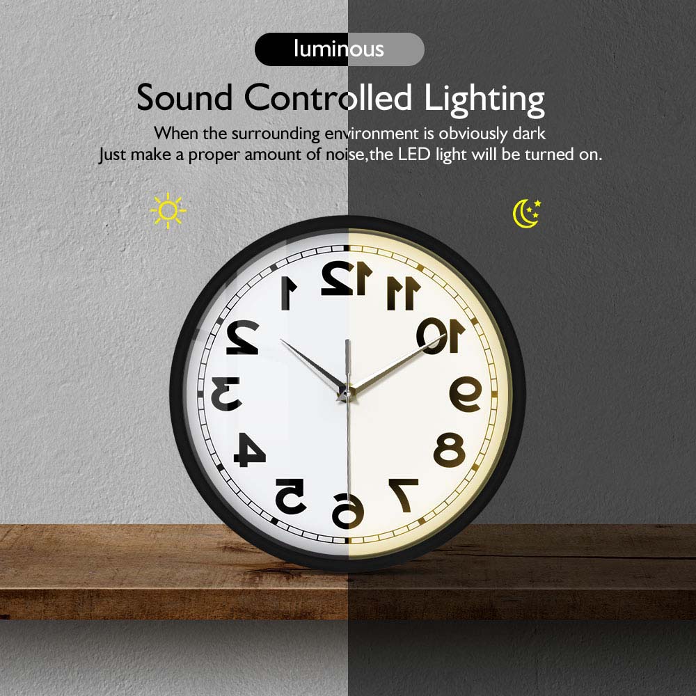 Counter Clockwise Backwards Clock Sound Activated Wall Clock
