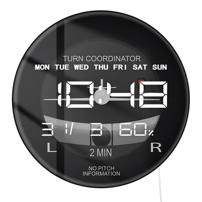 Helicopter Airplane Turn Coordinator LED Digital Wall Clock Flight Instrument Aviation Pilot Electronic Clock Wall & Desk Use