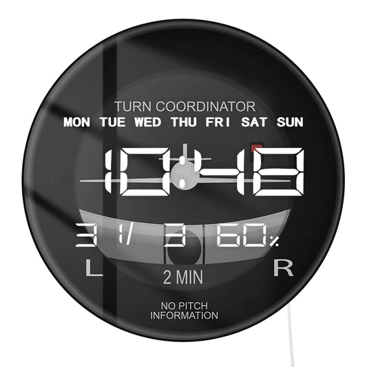 Helicopter Airplane Turn Coordinator LED Digital Wall Clock Flight Instrument Aviation Pilot Electronic Clock Wall & Desk Use