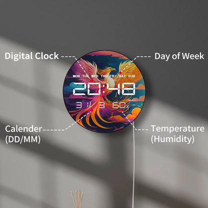 Sun and Moon Masonic Symbol LED Digital Wall Clock Freemason 12/24hr Timer Electronic Wall Clock Freemasonry Lodge Members Gift