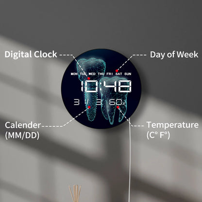 Molar Tooth Professional Dental Clinic LED Digital Wall Clock Dentistry Medical Artwork Large Number Display Electric Wall Clock