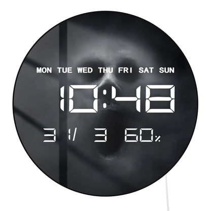Scary Ghost on Dark LED Digital Wall Clock Halloween Home Decor Horror Artwork Dual Purpose Electronic Clock Wall & Desk Use