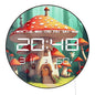 Amanita Mushroom House 12/24hour Electronic Wall Clock with Temperature Calendar Date Fairy Tale Home Decor Digital Clock Timer