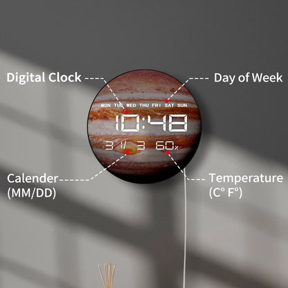 Jupiter Modern Design LED Digital Wall Clock For Living Room Bedroom Solar System Planet Wall Art Electric Large Numeric Clock