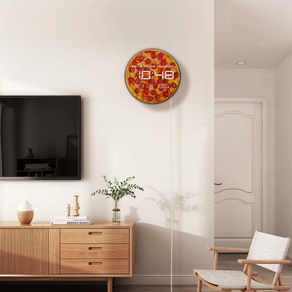 Pepperoni Pizza LED Large Number Digital Wall Clock For Kitchen Dinning Room Italian Food Art Pizzeria Modern Design Wall Clock