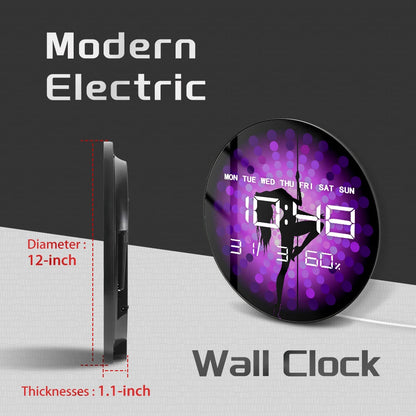 Pole Dancing Girl LED Digital Wall Clock For Dancing Studio Steal Tube Dancer Silhouette Electric Numeric Clock Wall & Desk Use
